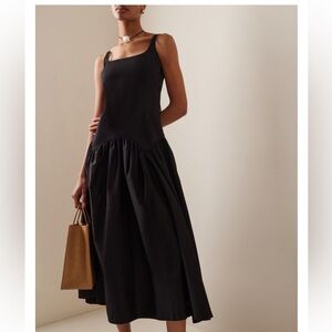 Lea Lace-Up Cotton Midi Dress